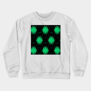 overlapping green diamond shape repeating on black background Crewneck Sweatshirt